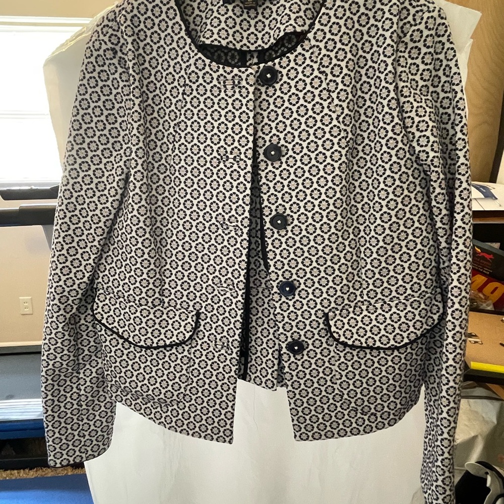 Brooks Brothers Navy and White Patterned Blazer